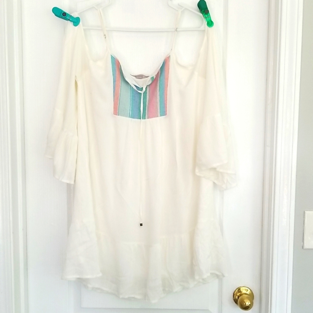 Boho white gauze dress size large